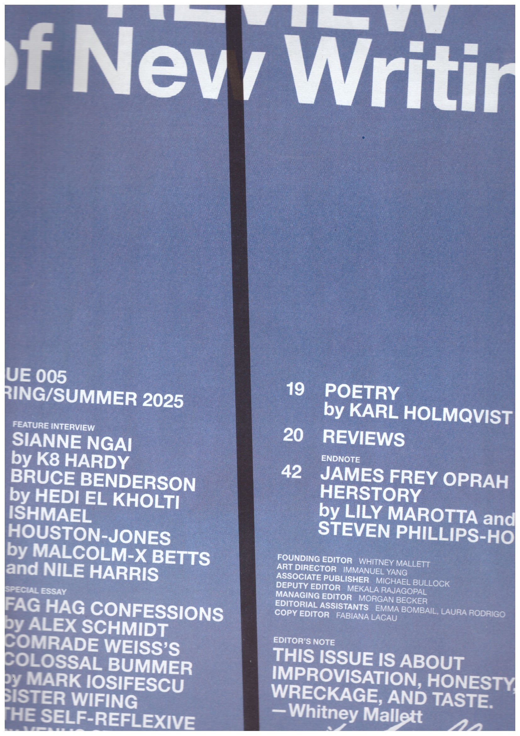 MALLETT, Whitney (ed.) - The Whitney Review of New Writing #5 Spring/Summer 2025